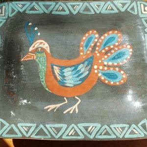 Original Signed Glazed Terracotta Mexican-Style Art Tray